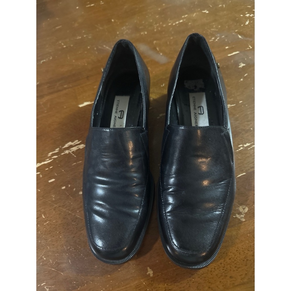 Etienne Aigner Black Leather Loafers